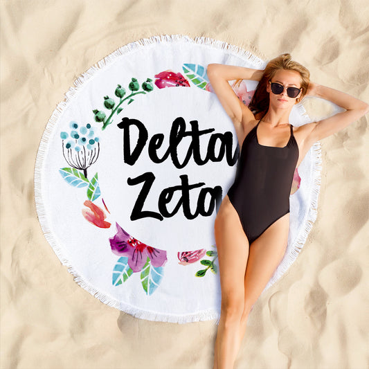 Delta Zeta Floral Fringe Towel Blanket