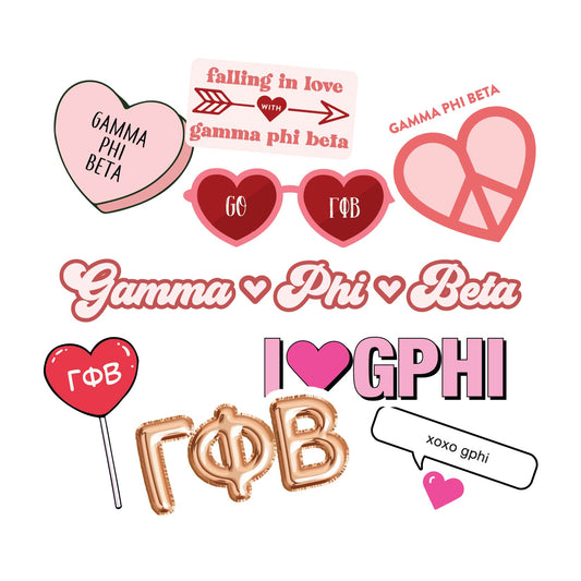 Gamma Phi Beta- Sticker Sheet- Love Theme