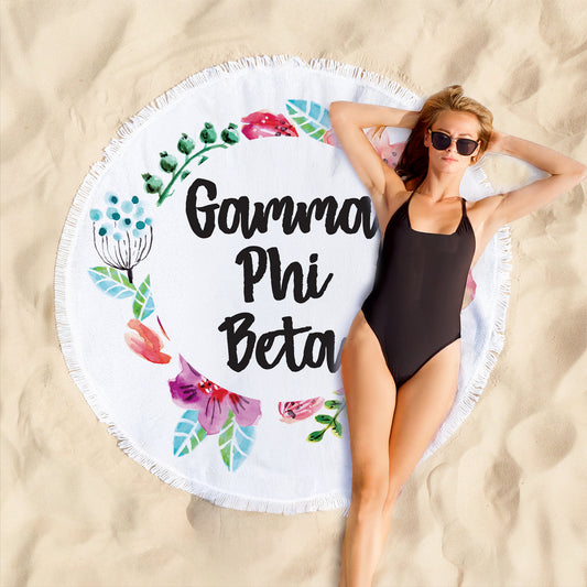 Gamma Phi Beta Floral Fringe Towel Blanket