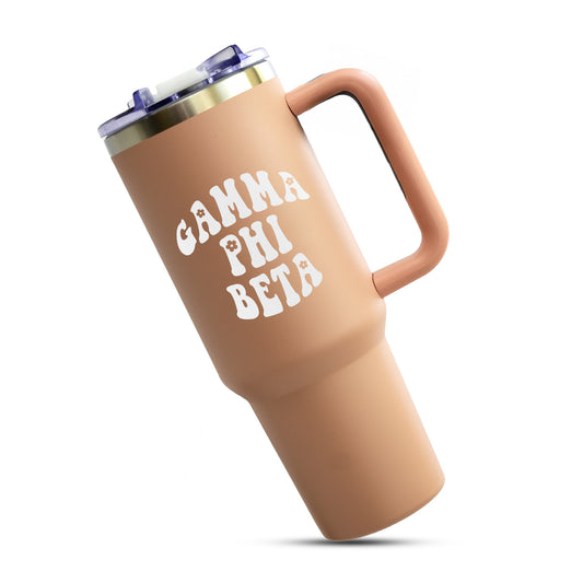 Gamma Phi Beta Tumbler - 40oz Stainless Steel with Handle
