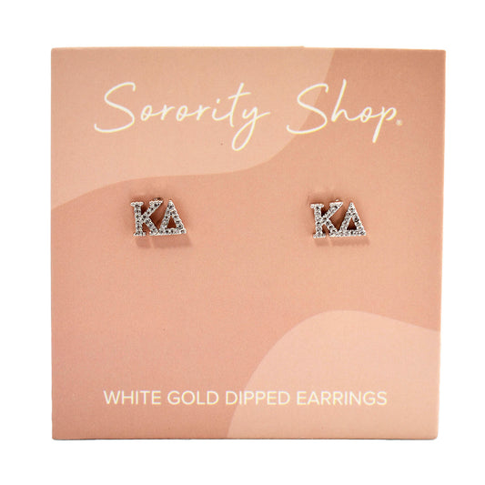 Kappa Delta White Gold Plated Stud Earrings