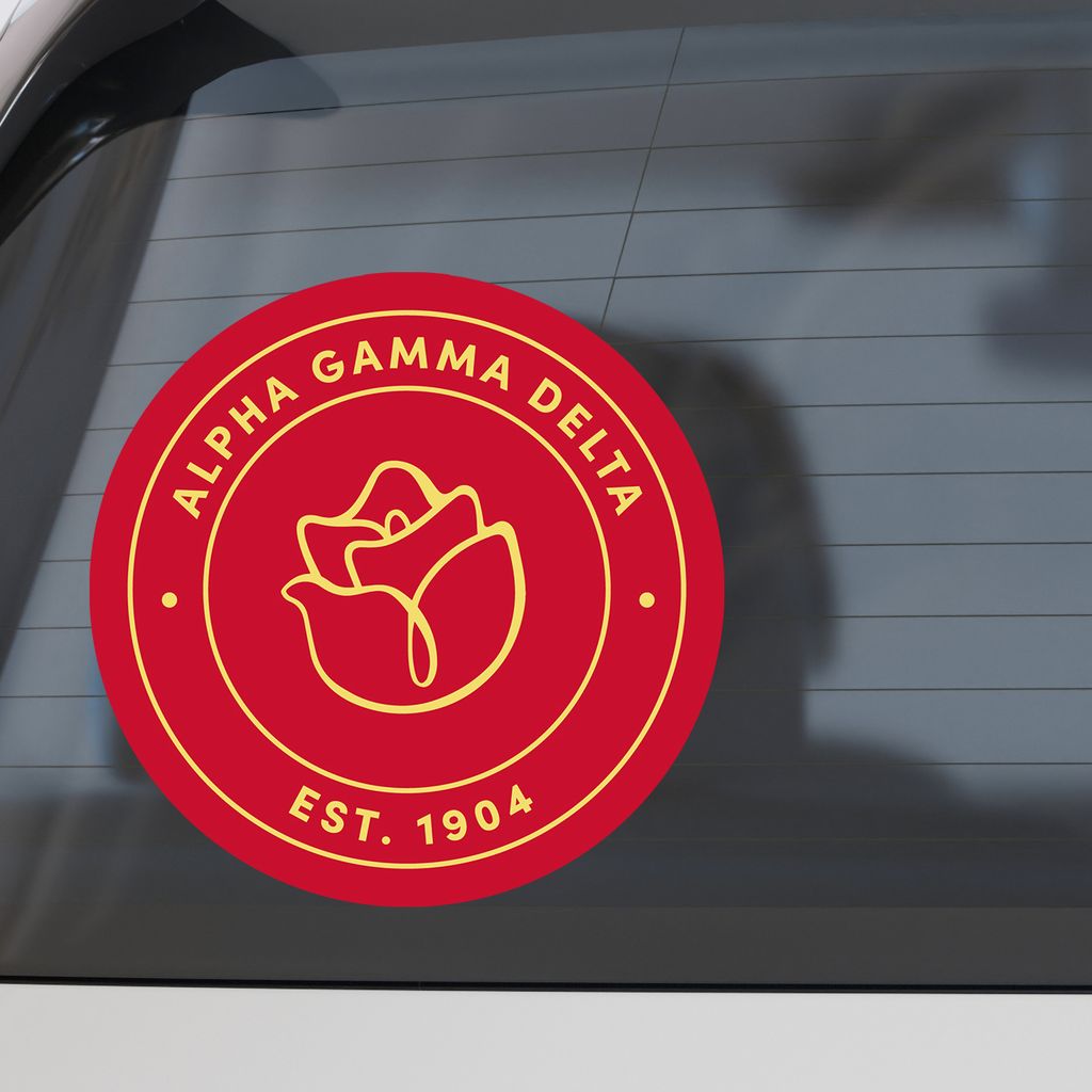 Alpha Gamma Delta Sorority Car Decal Sticker- Full Color Circle Logo