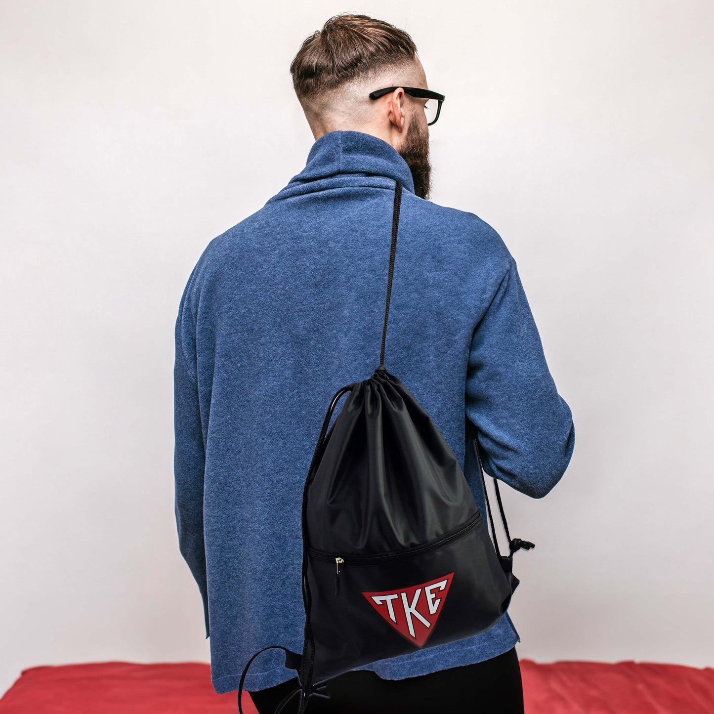 Phi Kappa Tau Fraternity Drawstring Backpack, Black