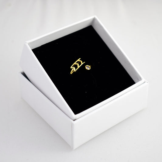 Sigma Sigma Sigma Ring- Gold Plated with Greek Letters and CZ Gemstone