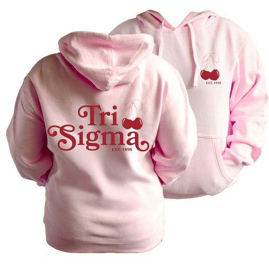 Tri Sigma Hooded Sweatshirt with Cherries and Sorority Name