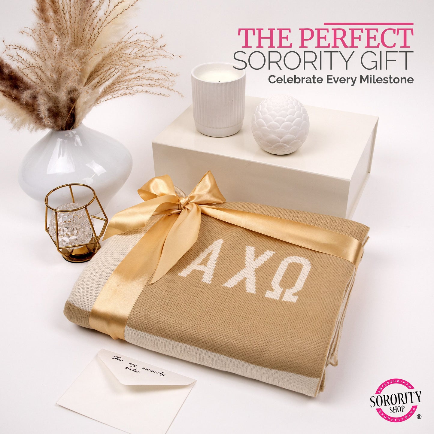 Alpha Chi Omega Blanket - Acrylic Knit Checkered Blanket