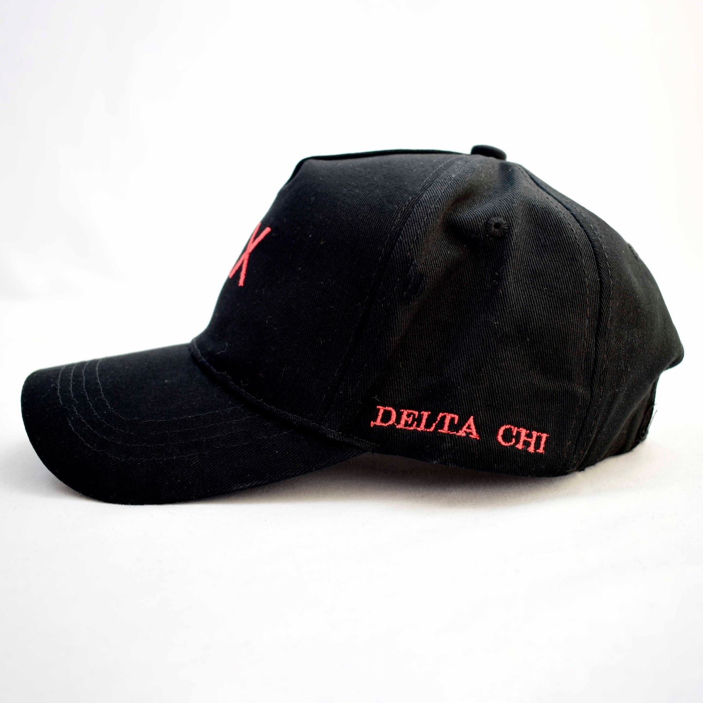 Delta Chi Baseball Cap- Brushed Cotton 5-Panel Black Hat