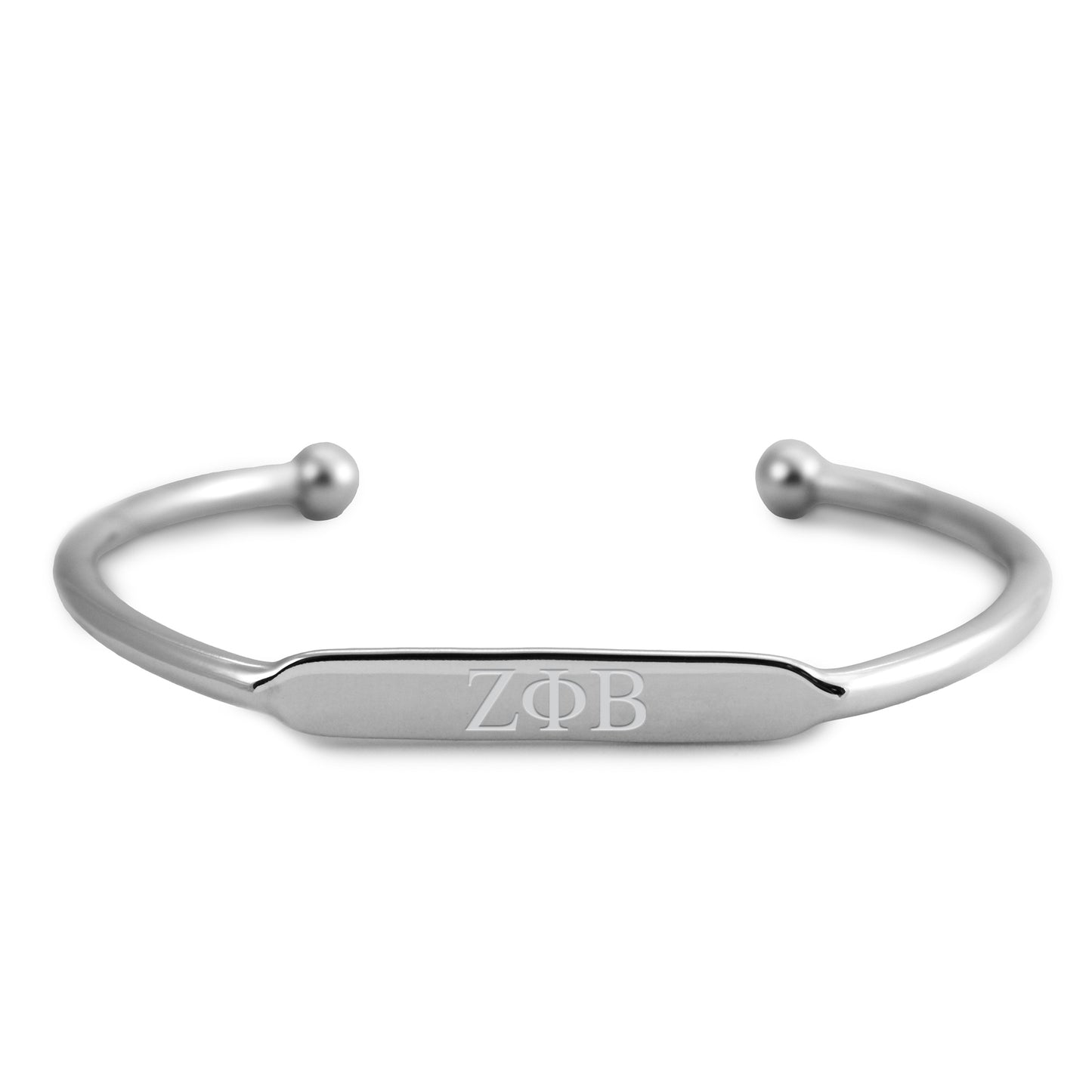Zeta Phi Beta Bracelet- White Gold-Plated Bangle with Greek Letters
