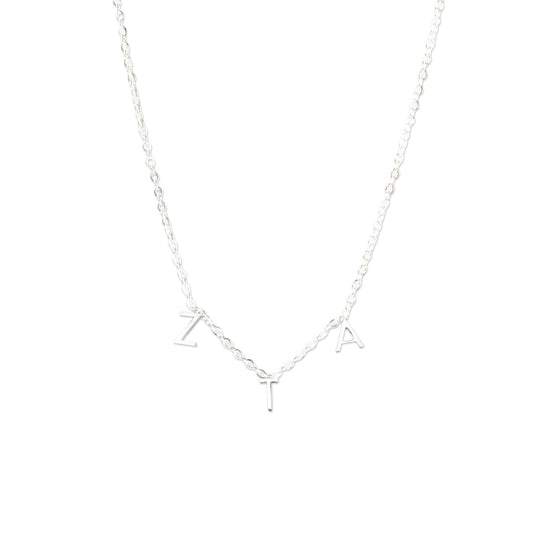 Zeta Tau Alpha Silver Greek Letters Necklace