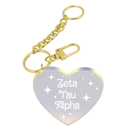 Zeta Tau Alpha Keychain - Iridescent Heart Design