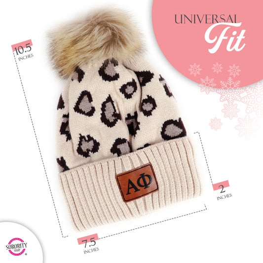 Alpha Delta Pi Leopard Design Beanie Hat