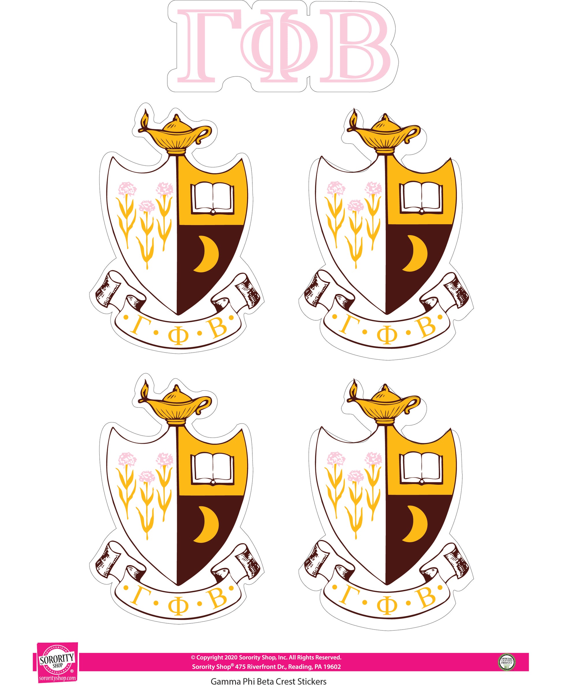 Gamma Phi Beta Crest Sticker Sheet
