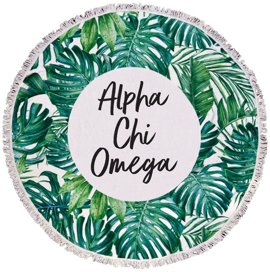 Alpha Chi Omega Palm Leaf Fringe Towel Blanket
