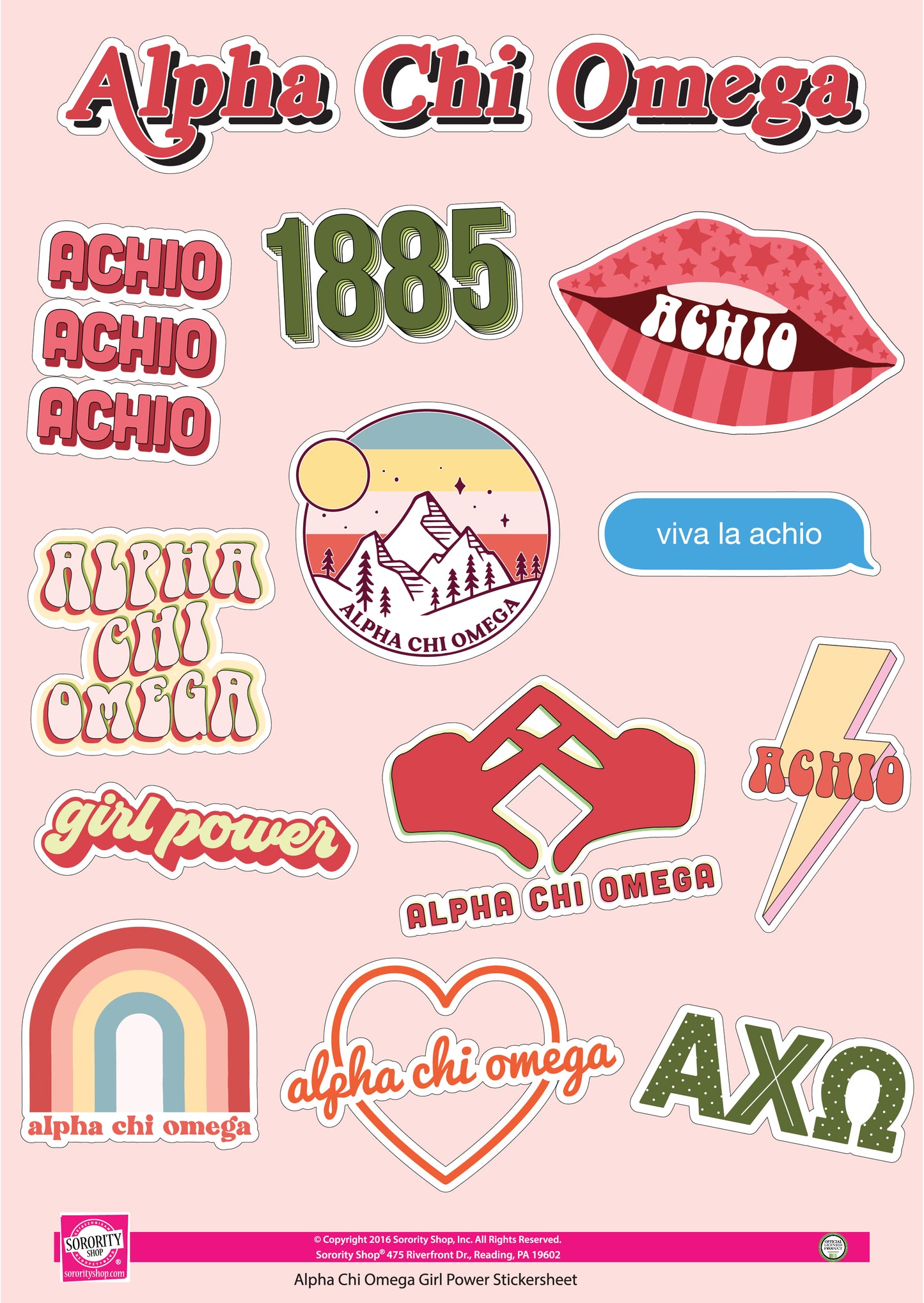 Alpha Chi Omega Girl Power Sticker Sheet