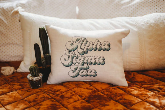 Alpha Sigma Tau Retro Throw Pillow