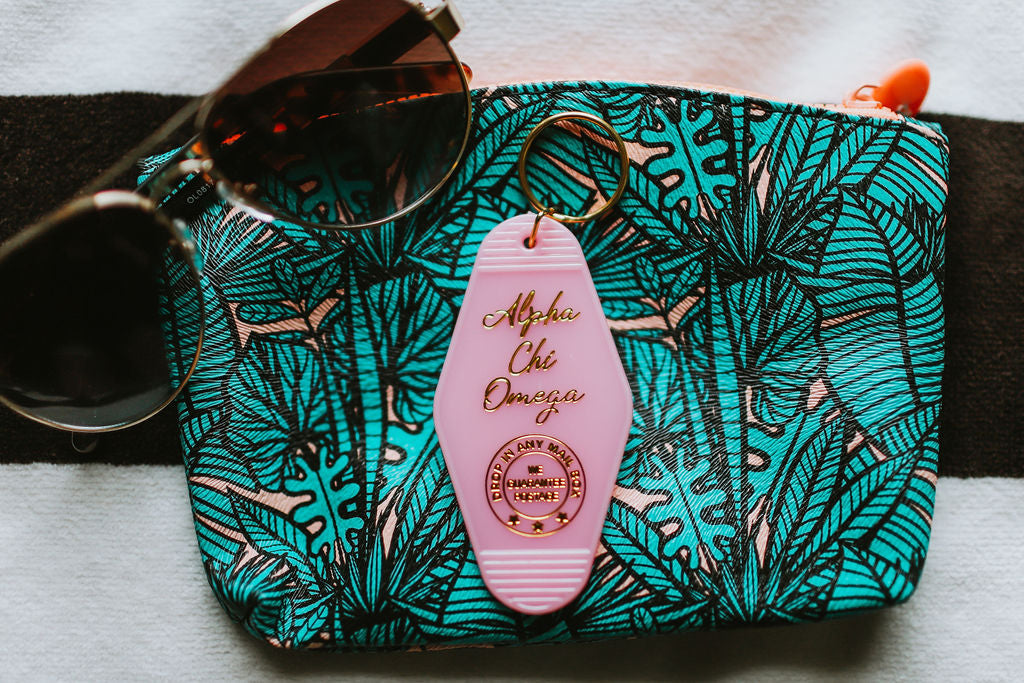 Alpha Chi Omega Vintage Motel Keychain