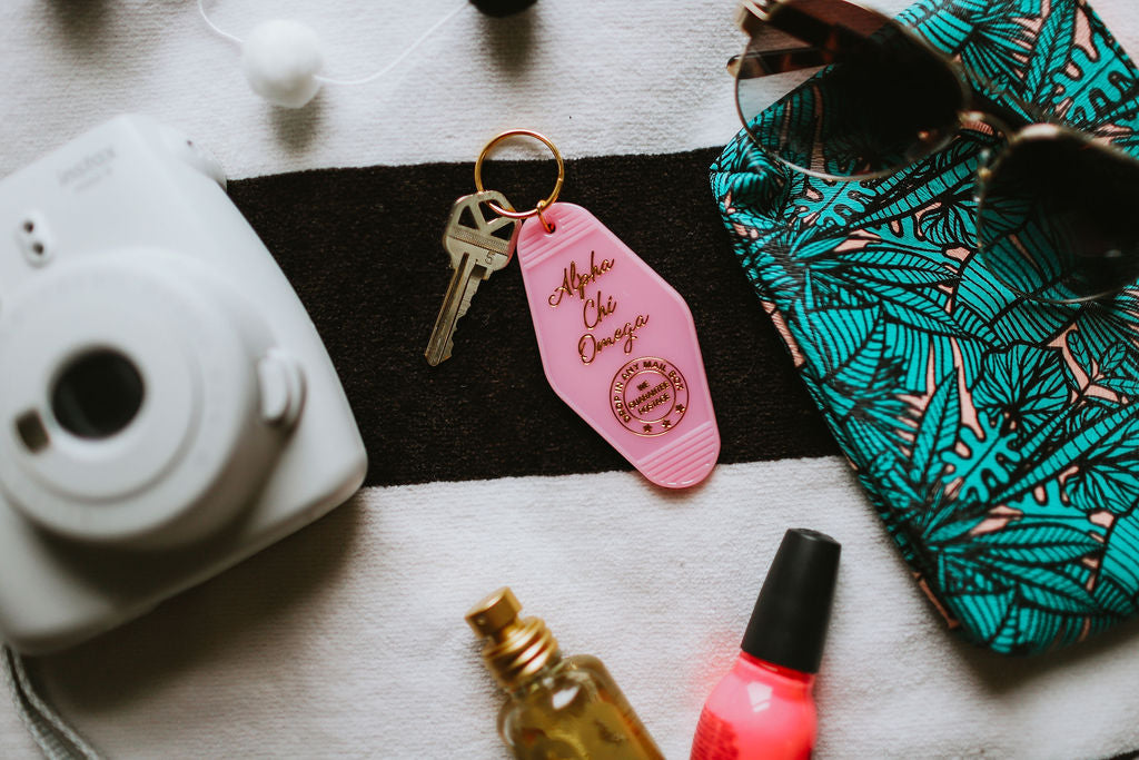 Alpha Chi Omega Vintage Motel Keychain