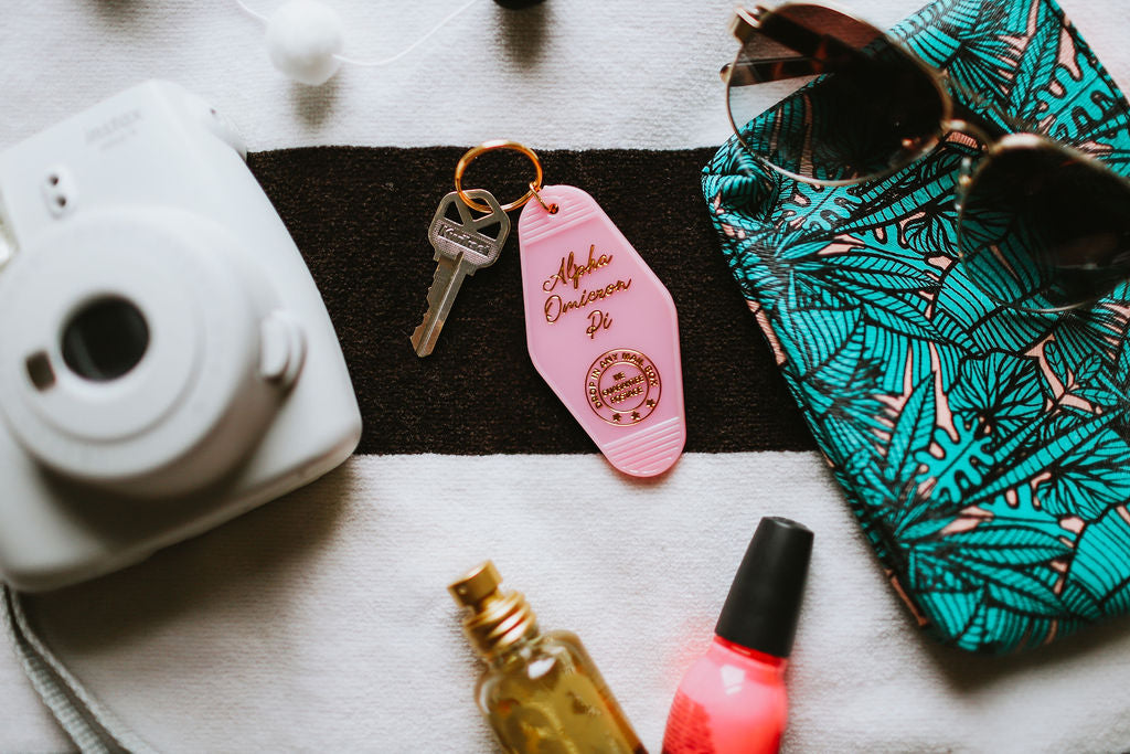 Alpha Omicron Pi Vintage Motel Keychain