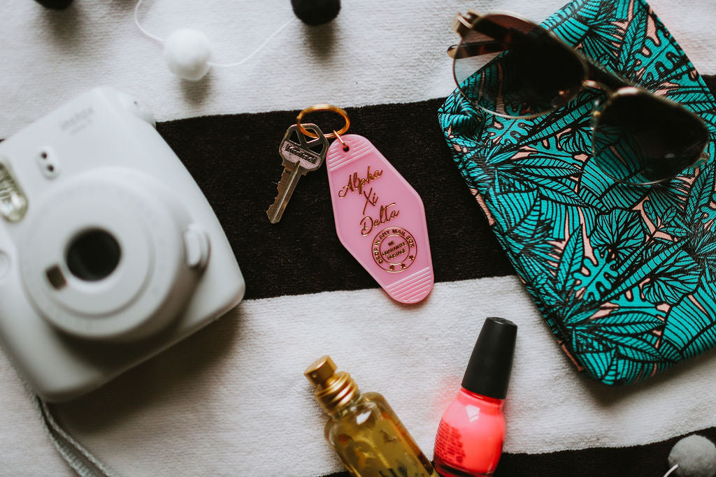 Alpha Xi Delta Vintage Motel Keychain