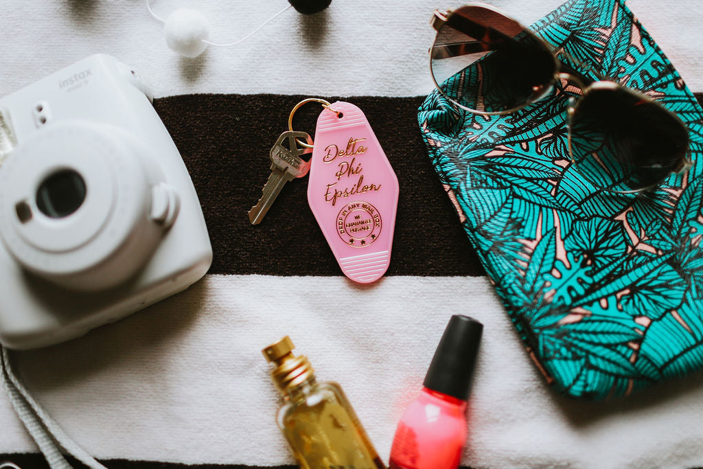 Delta Phi Epsilon Vintage Motel Keychain