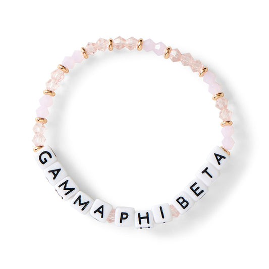 Gamma Phi Beta Bracelet With Glass Beads and 18K Gold Accent Beads