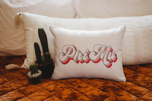 Phi Mu Retro Throw Pillow