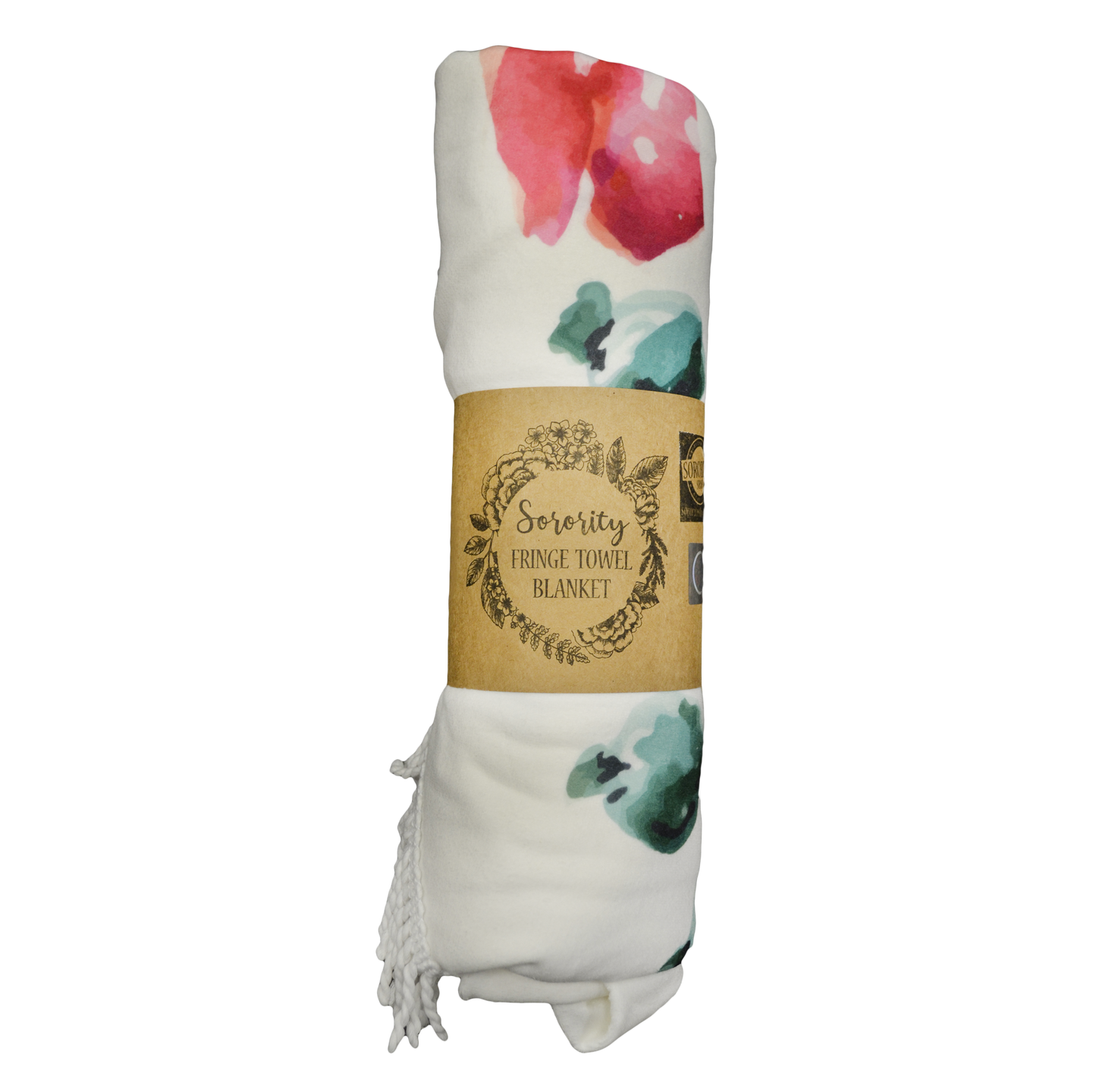 Alpha Gamma Delta Floral Fringe Towel Blanket