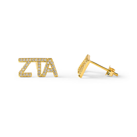 Zeta Tau Alpha 18k Gold Plated Stud Earrings