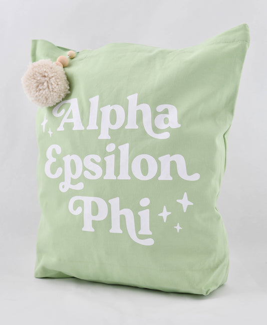 Alpha Epsilon Phi Retro Pom Pom Tote Bag