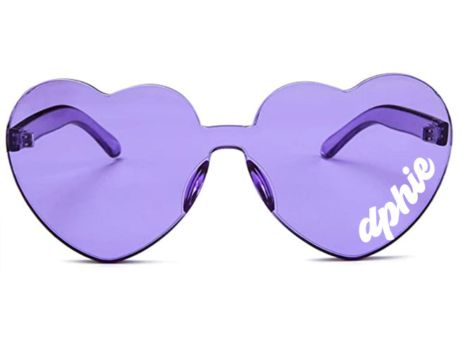 Delta Phi Epsilon Sunglasses — Heart Shaped Sunglasses Printed With DPE Logo