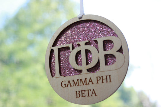 Gamma Phi Beta - Laser Carved Ornament - 3" Round