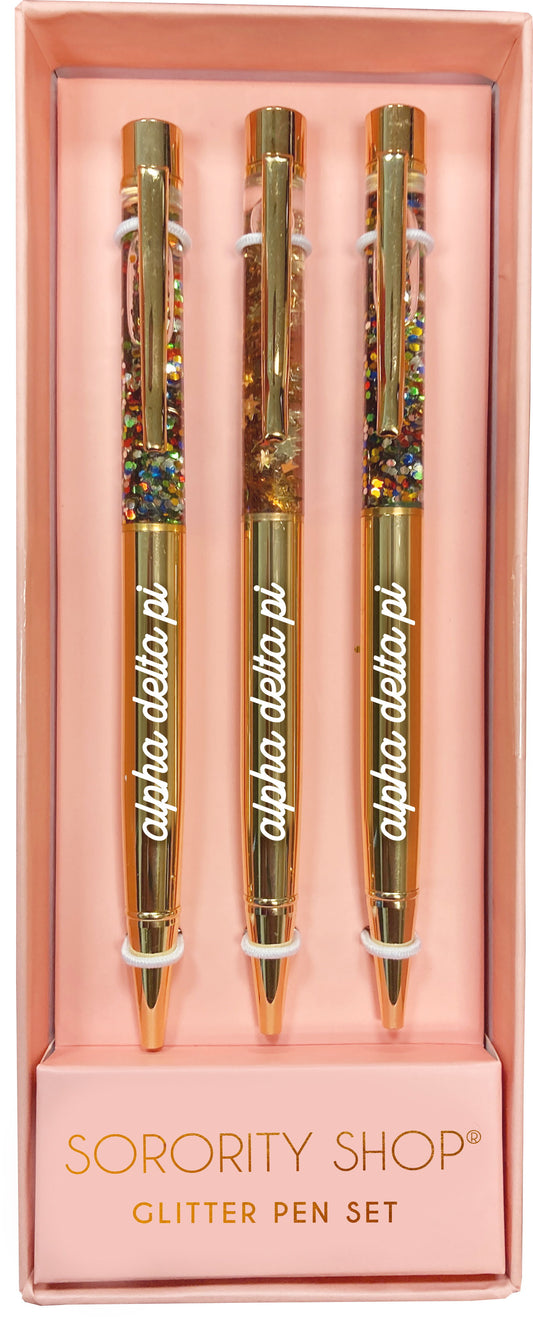 Alpha Delta Pi Glitter Pens (Set of 3)