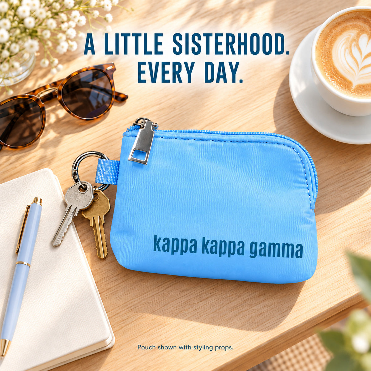 Kappa Kappa Gamma Zipper Wallet Pouch with Keyring