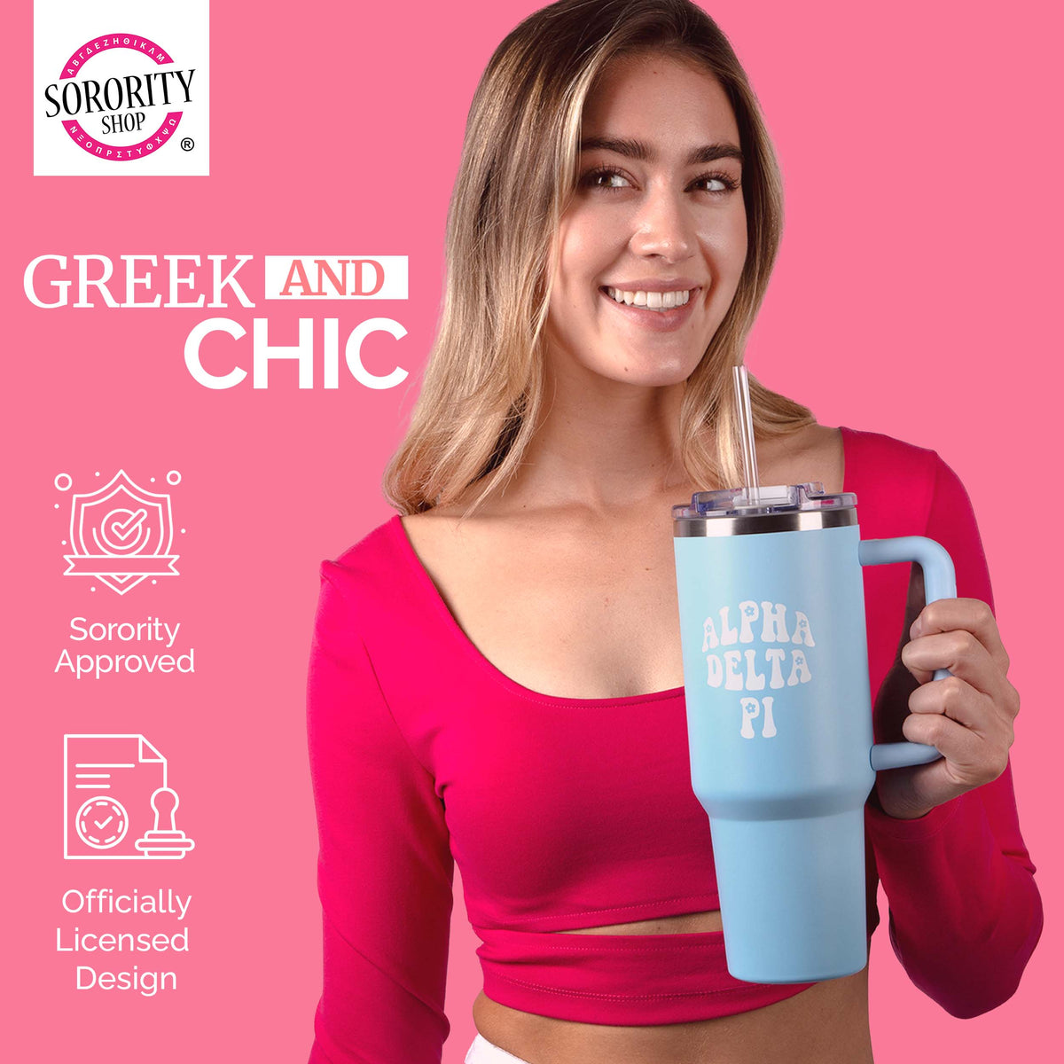 Sorority Shop Tumbler - 40oz Stainless Steel with Handle