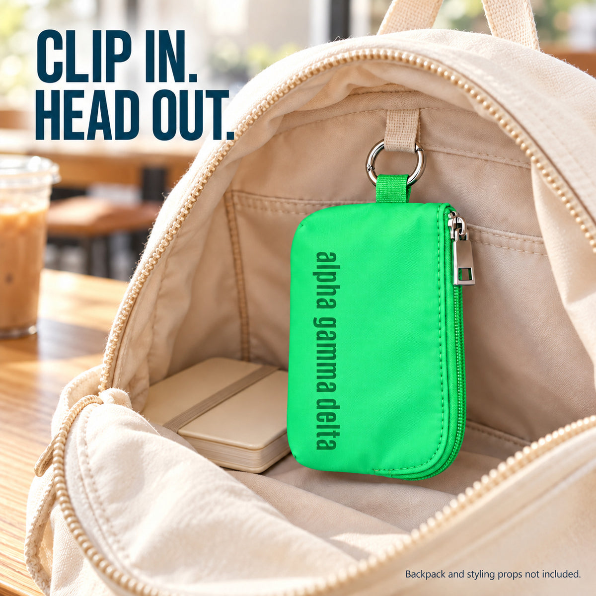 Alpha Gamma Delta Zipper Wallet Pouch with Keyring