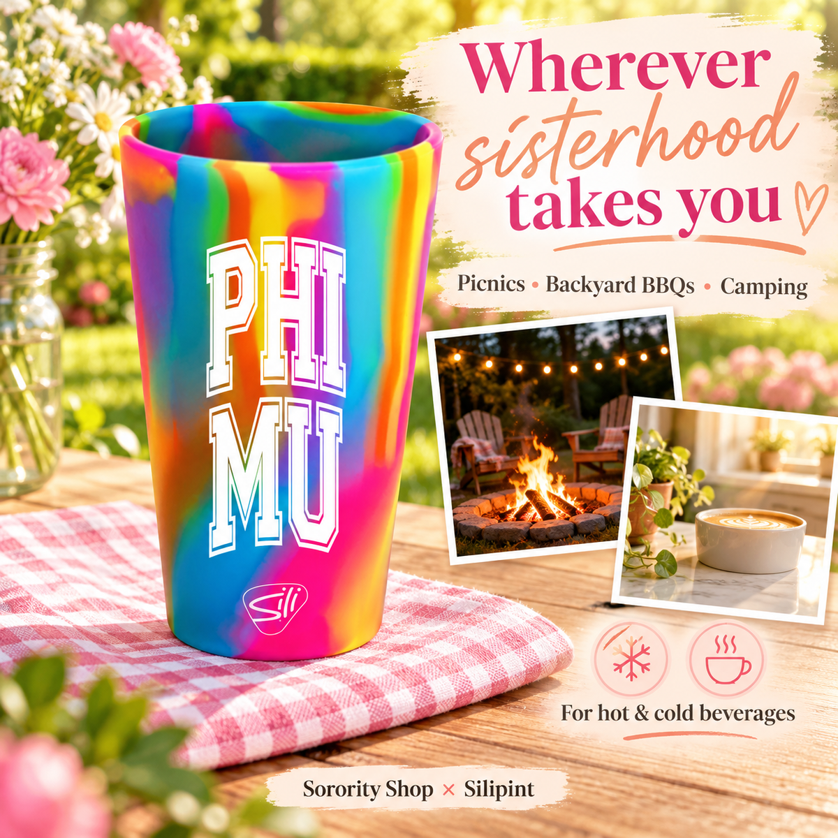 Sorority Shop x Silipint Phi Mu 16oz Silicone Cup
