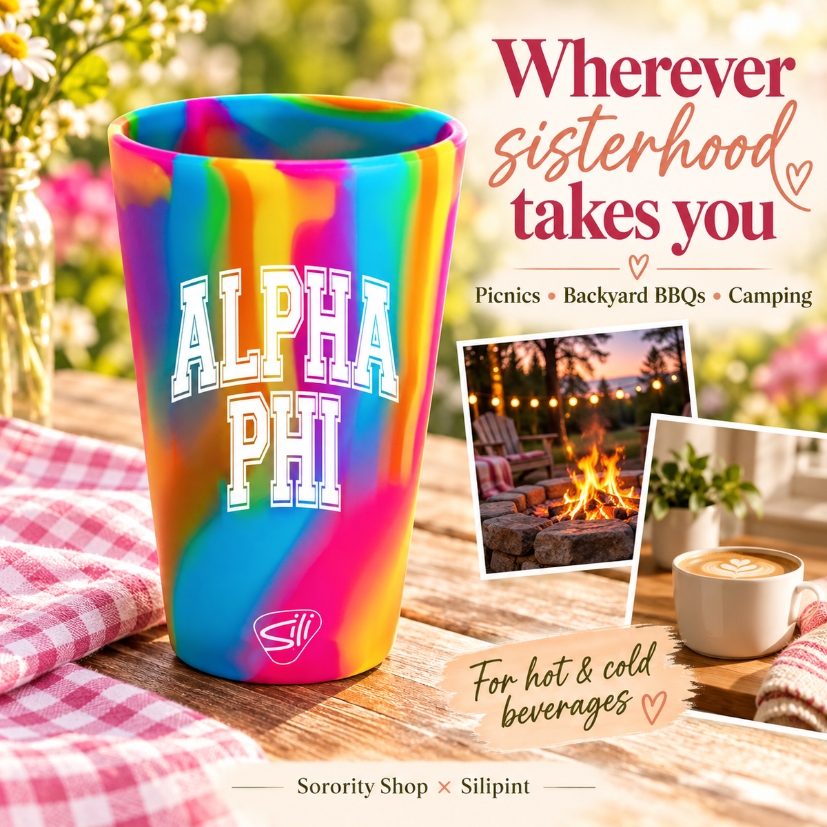Sorority Shop x Silipint Alpha Phi 16oz Silicone Cup