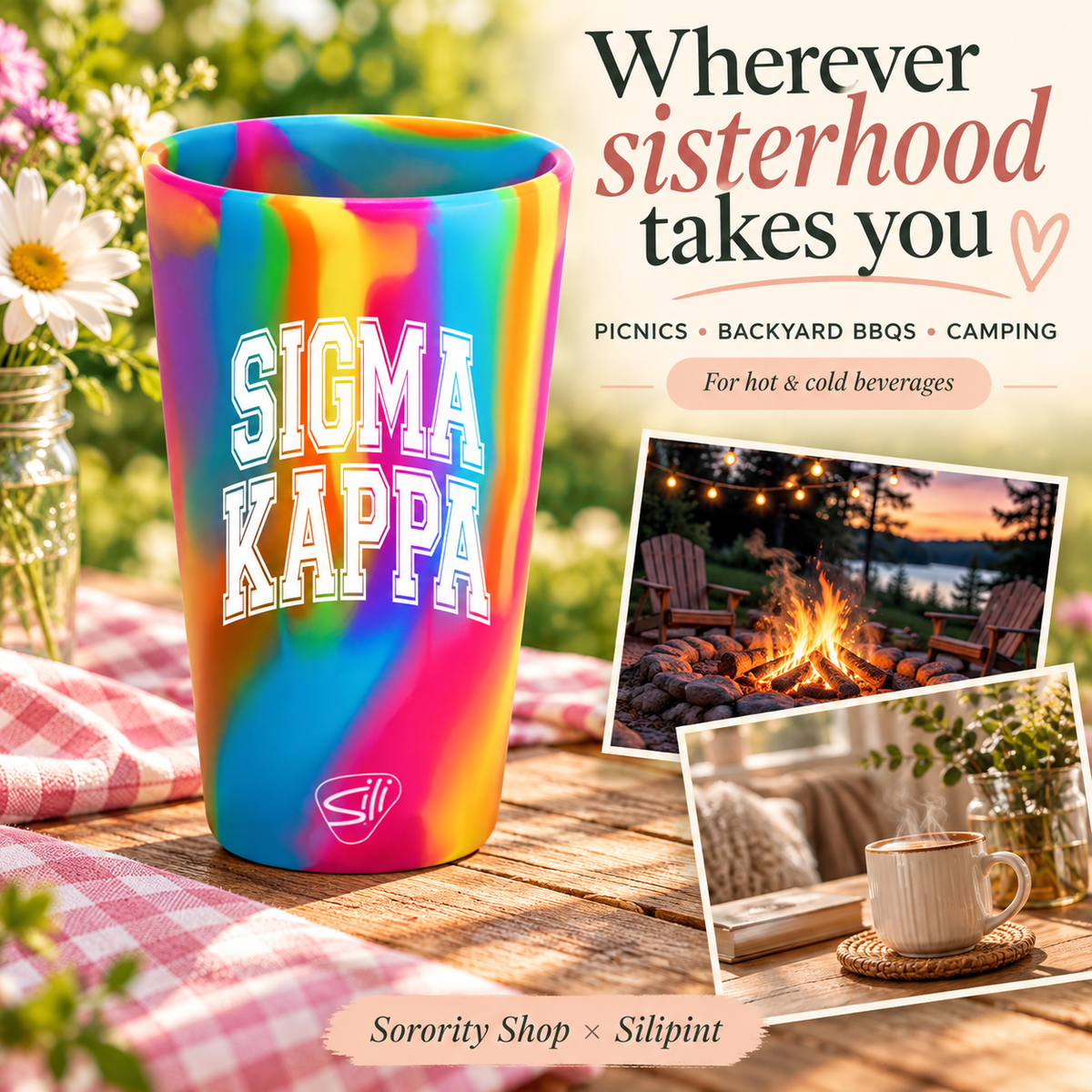 Sorority Shop x Silipint Sigma Kappa 16oz Silicone Cup