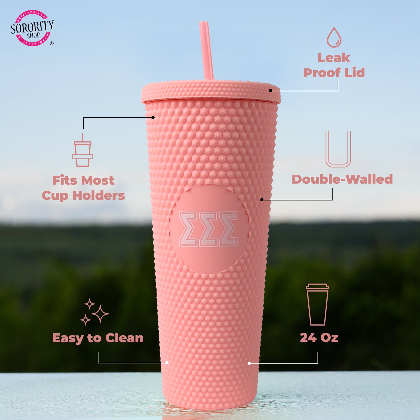 Phi Sigma Sigma Studded Tumbler