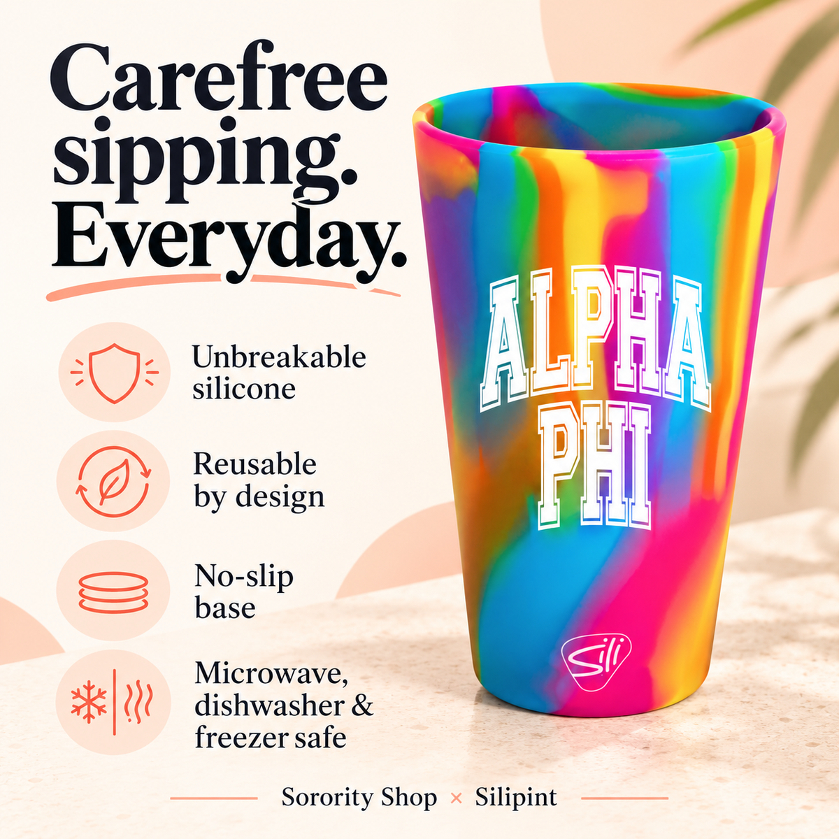 Sorority Shop x Silipint Alpha Phi 16oz Silicone Cup