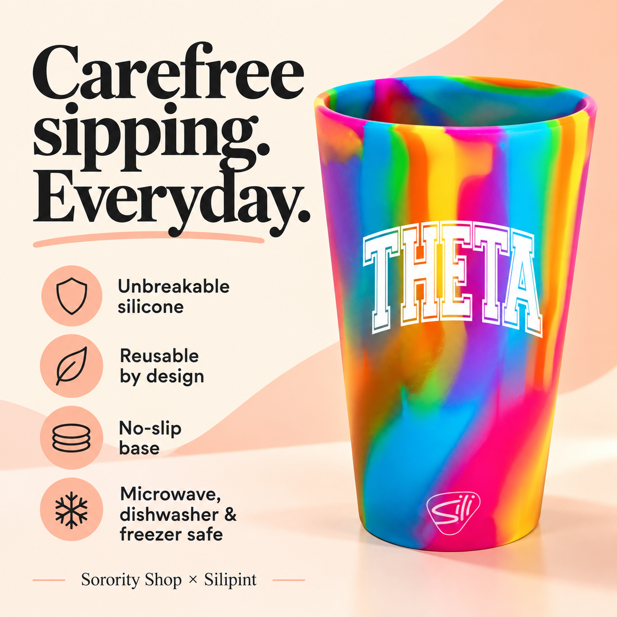 Sorority Shop x Silipint Kappa Alpha Theta 16oz Silicone Cup