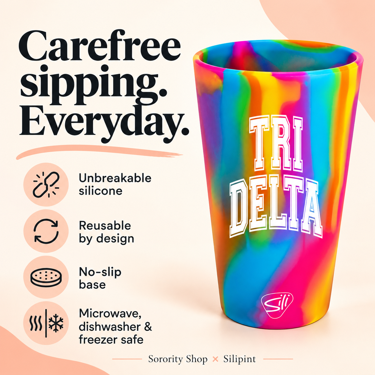 Sorority Shop x Silipint Delta Delta Delta 16oz Silicone Cup