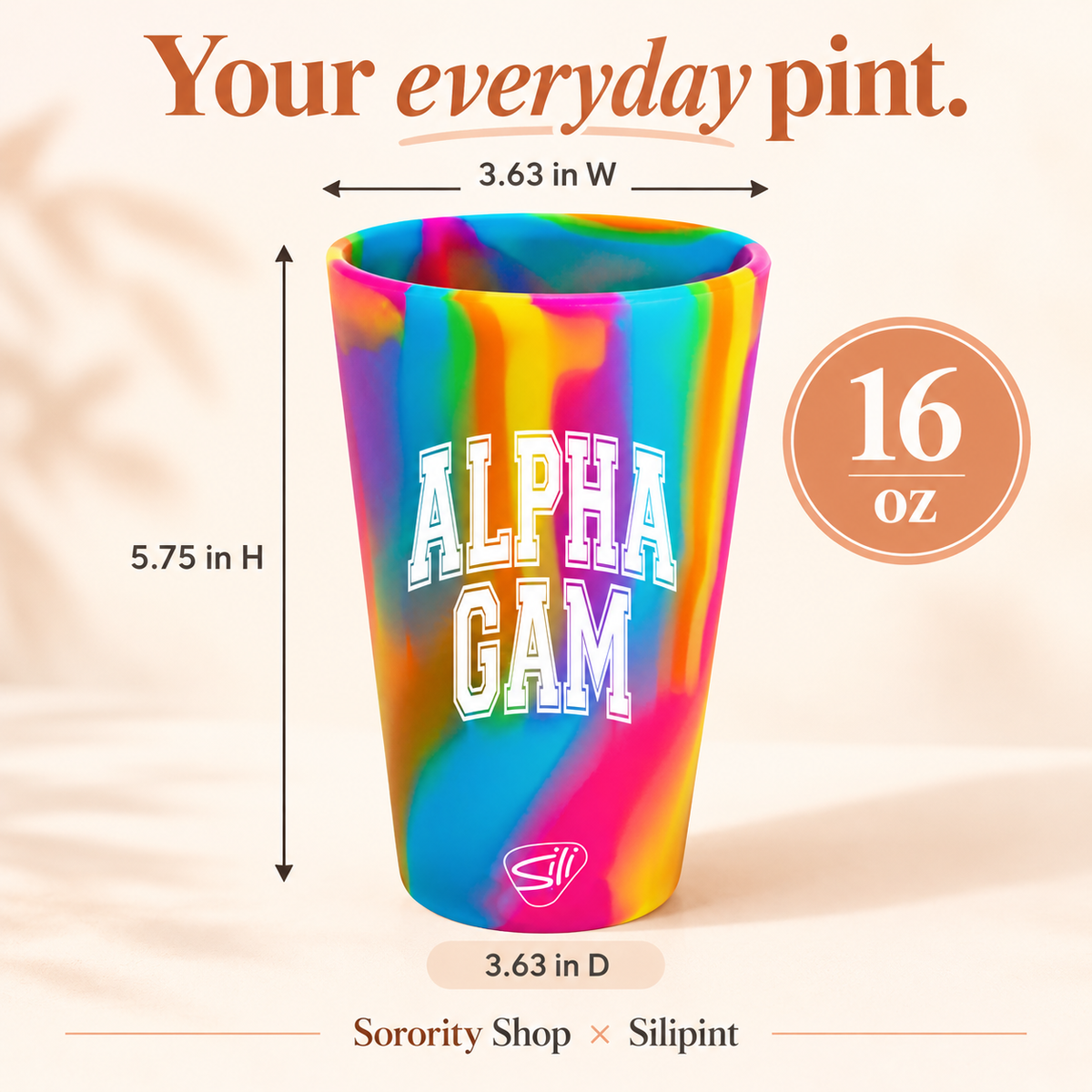 Sorority Shop x Silipint Alpha Gamma Delta 16oz Silicone Cup