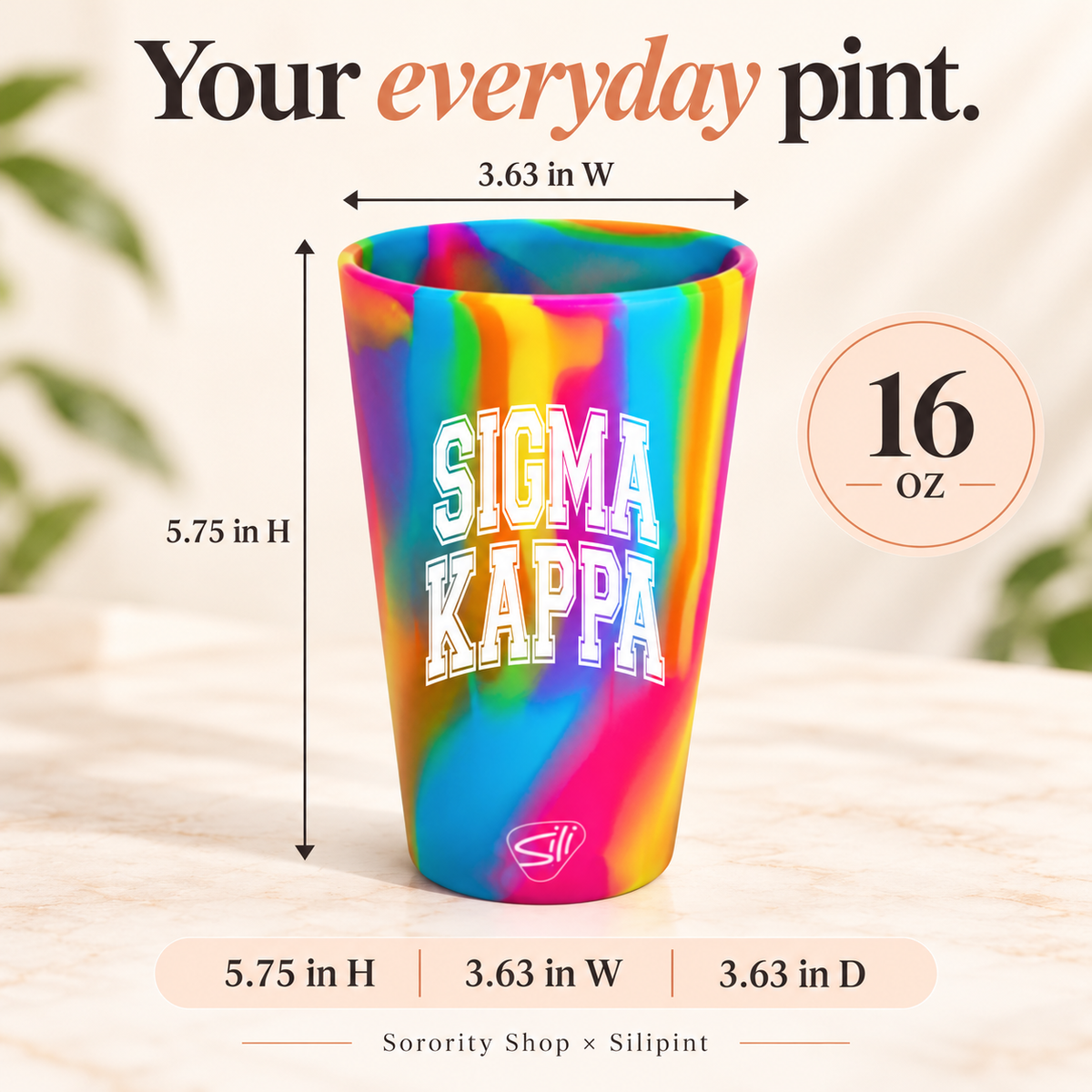 Sorority Shop x Silipint Sigma Kappa 16oz Silicone Cup