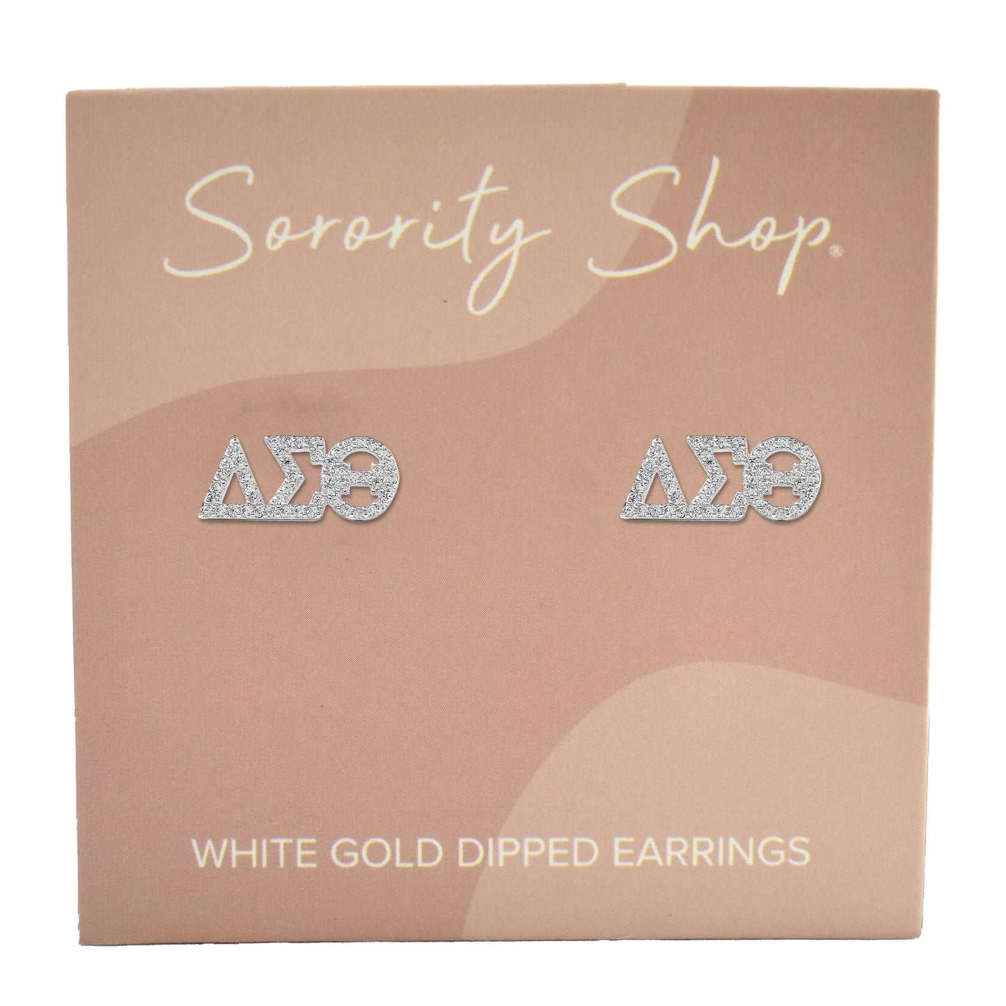 Delta Sigma Theta White Gold Plated Stud Earrings