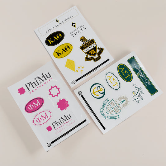 Phi Chi Theta Fraternity Sticker Sheet- Brand Focus