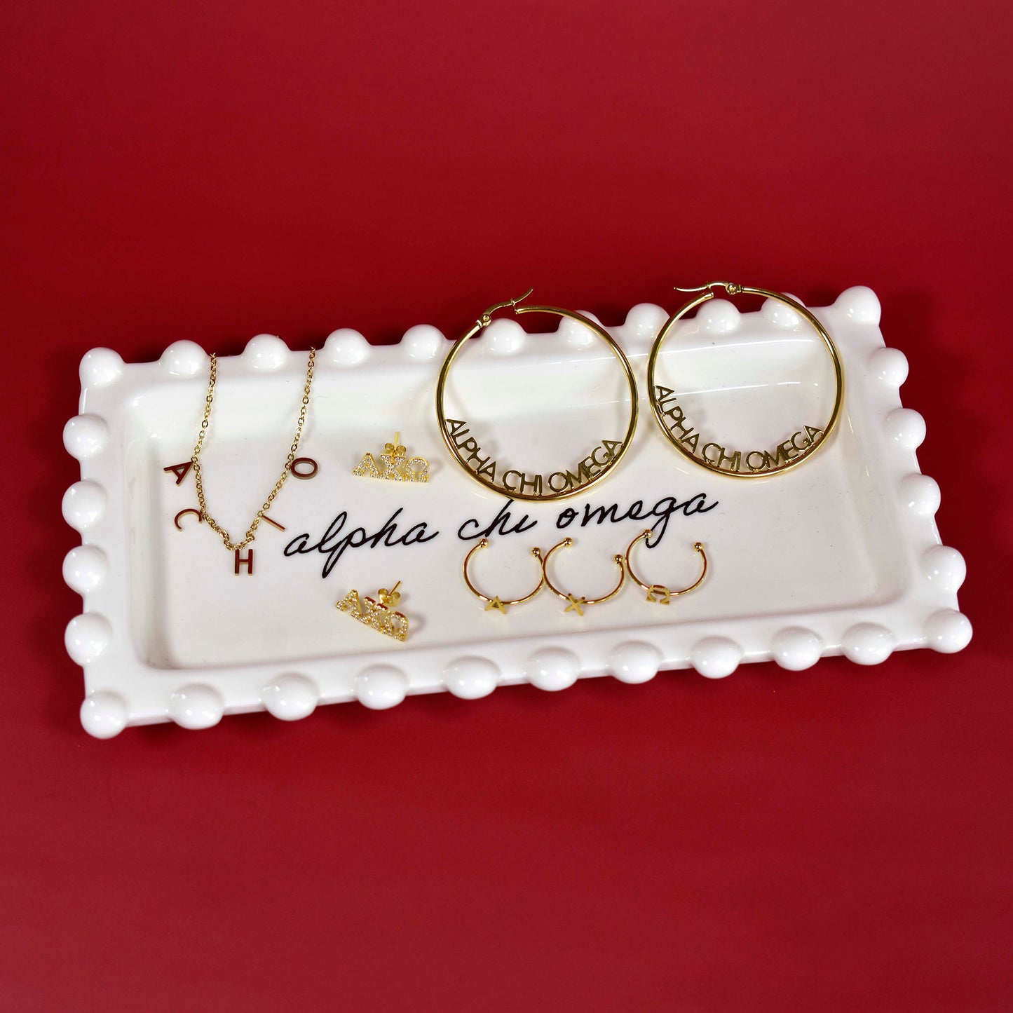 Alpha Delta Pi 18k Gold Plated Stud Earrings