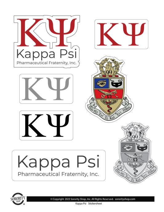 Kappa Psi Fraternity Sticker Sheet- Brand Focus