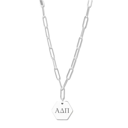 Alpha Delta Pi Necklace- Silver Paperclip Style with ADP Pendant