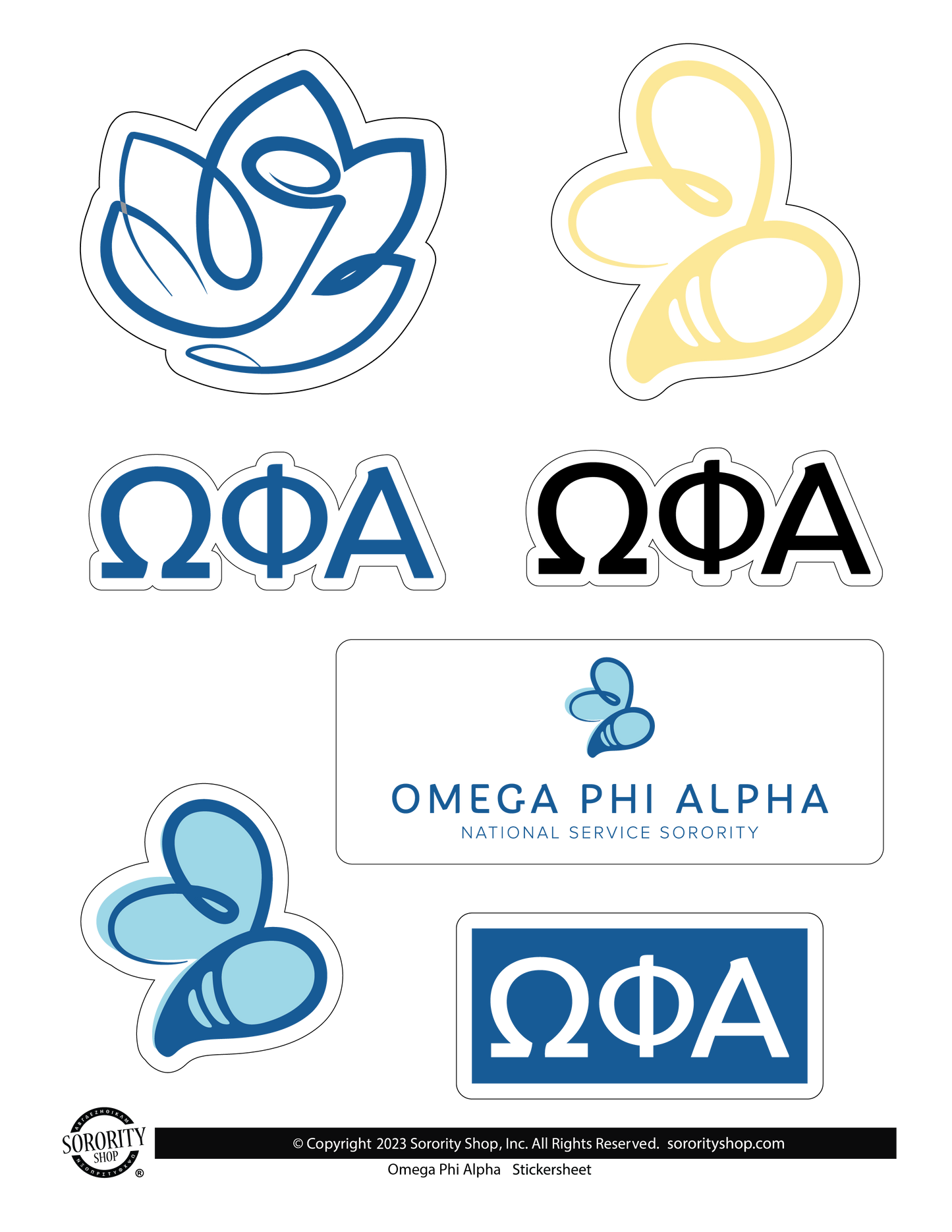 Omega Phi Alpha Fraternity Sticker Sheet- Brand Focus